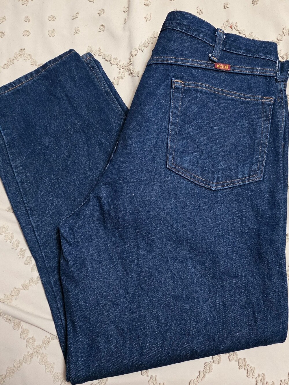 Mens 38x30 Rustler Denim Jeans - Dark Blue - Like New